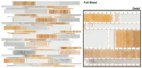 Honey onyx + Ming green + Thassos white mix