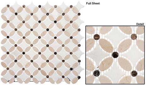 Crema marfil(oval)+Emp. dark(dots)+Thassos white(dots)